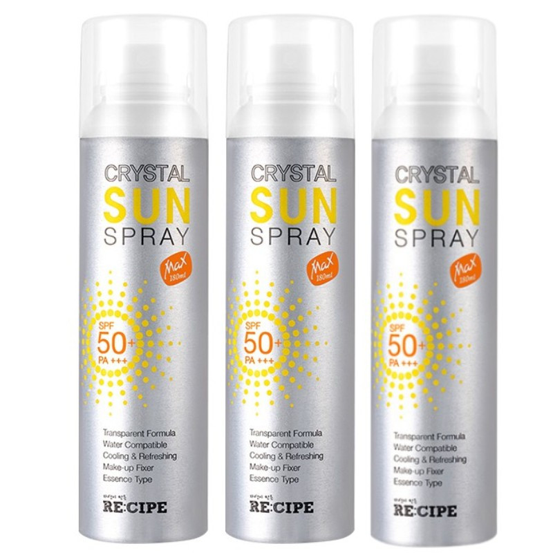 [3瓶装]re:cipe 玥之秘保湿水晶防晒喷雾 180ml SPF50+ PA+++ 防晒霜防晒乳