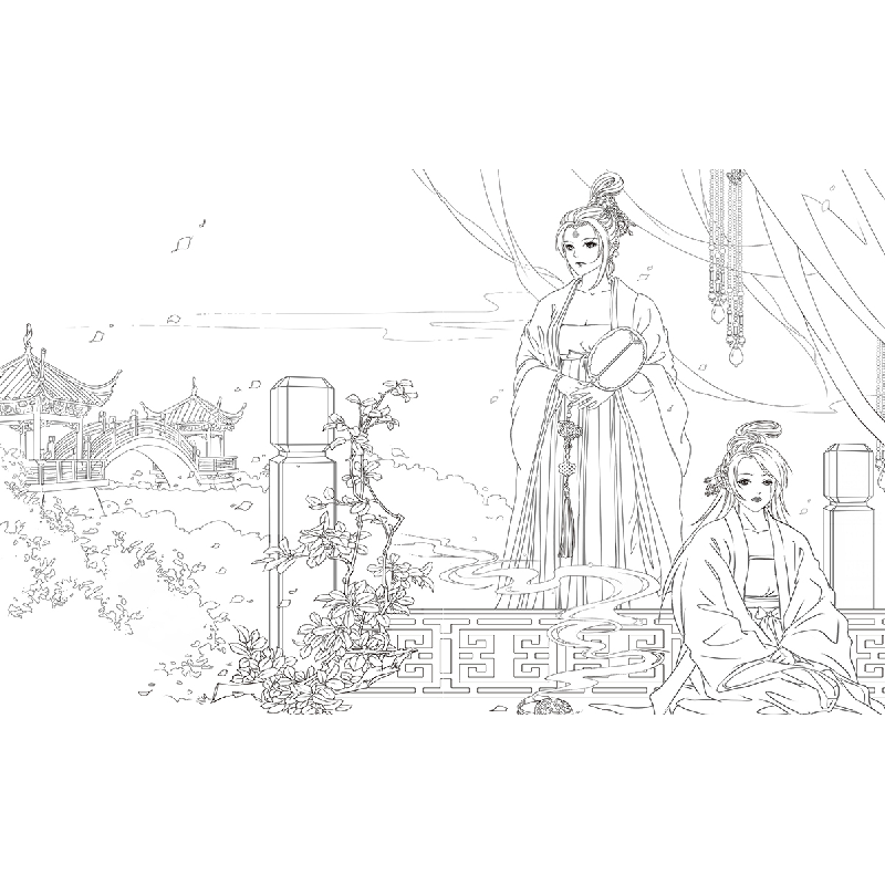 正版新书]线描之美 唯美古风插画线描图集张立薇9787115519788高清大图