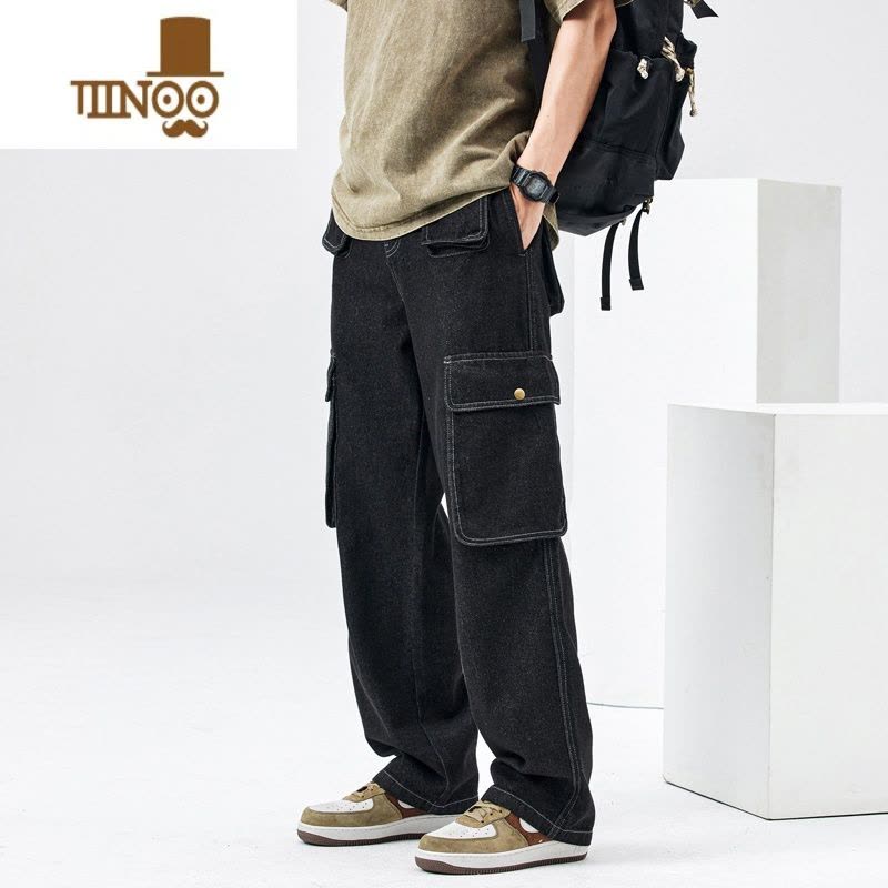 YANXUWOODSOON直筒牛仔裤男生款潮牌百搭垂感工装裤休闲宽松裤子男图片