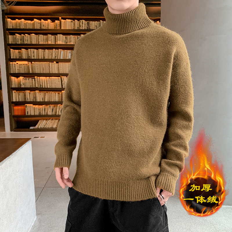 BaLuoShang高领毛衣男生宽松韩版加厚冬季青少年学生打底针织衫潮流厚款线衣毛衣