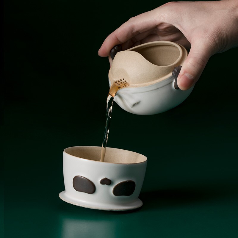 万仟堂(EDENUS) 熊猫大侠 快客杯羊脂白釉(一壶一杯)高清大图
