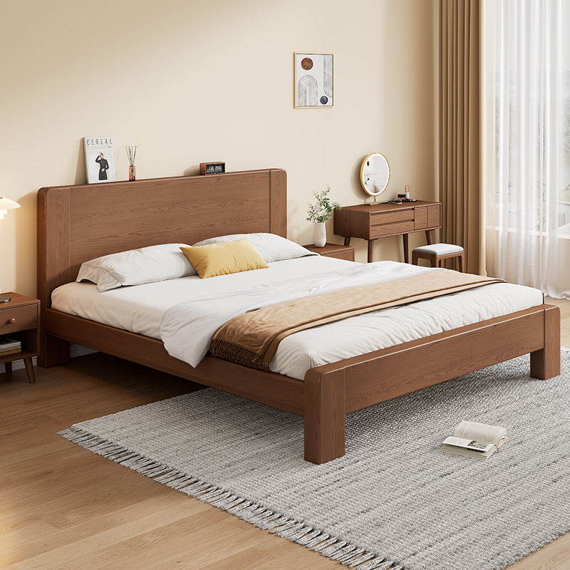 床双人床实木床北欧橡胶木实木床白色现代简约18米主卧双人床15
