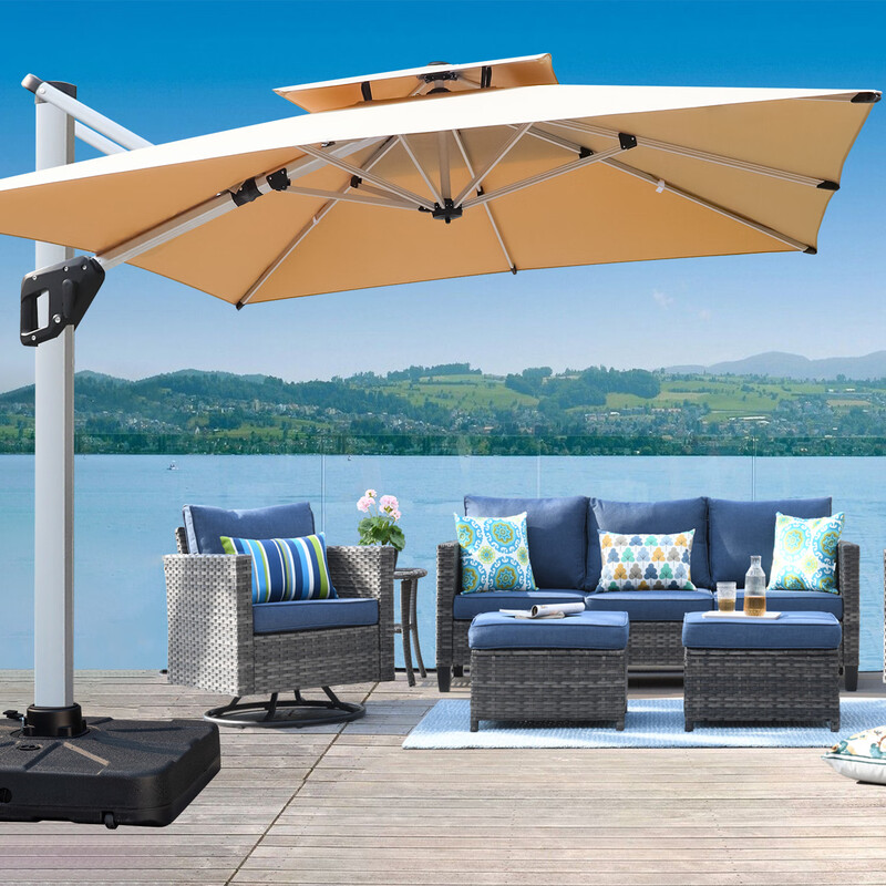 户外遮阳伞庭院伞花园别墅露台室外罗马伞太阳伞 抗风双杆配320斤带轮水箱