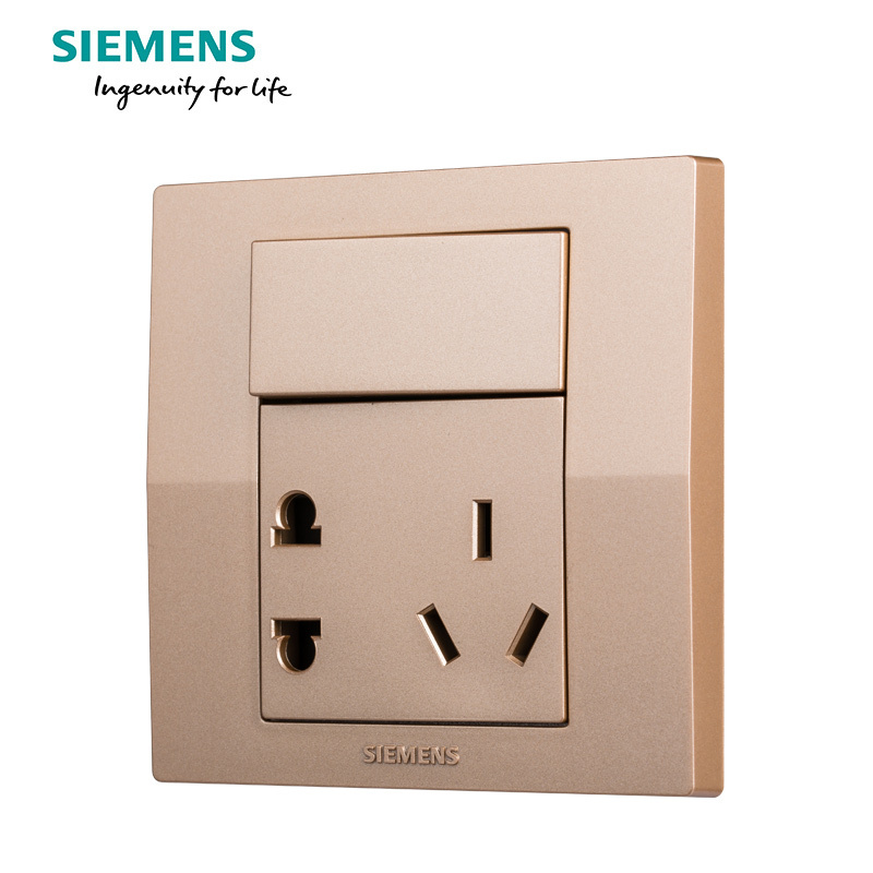 西门子（SIEMENS）开关插座 悦动香槟金系列一开10A五孔电源插座5UB8084-3NC03