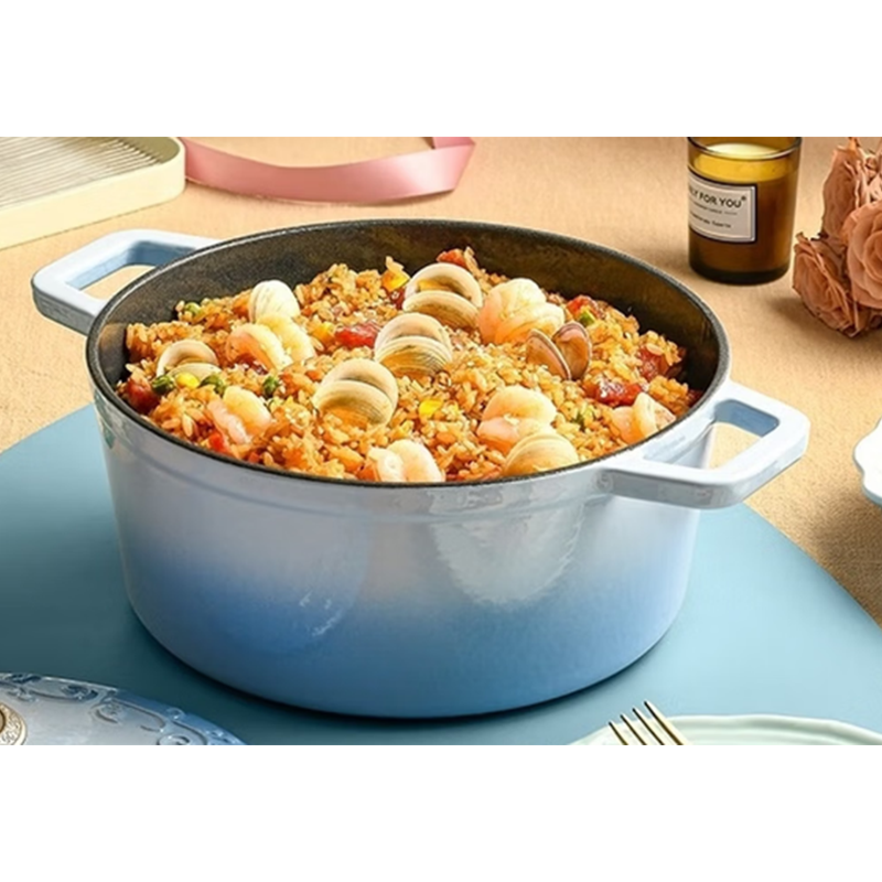 宝玑BGA2403琅彩系列珐琅铸铁锅-霁蓝色 31.8×16cm高清大图