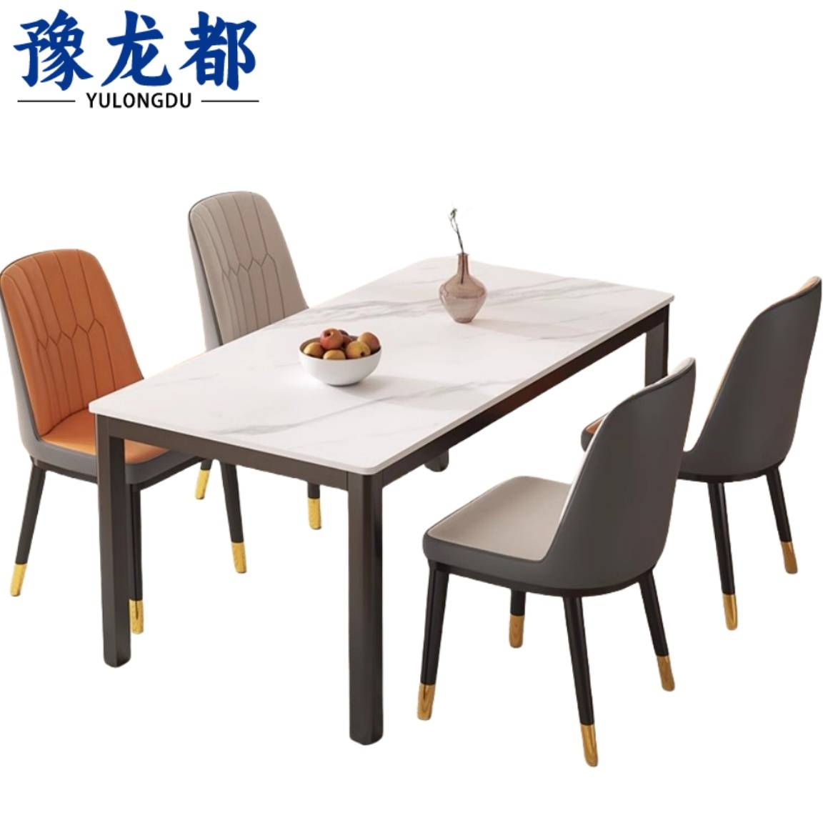 豫龙都餐桌椅一桌四椅套高清大图