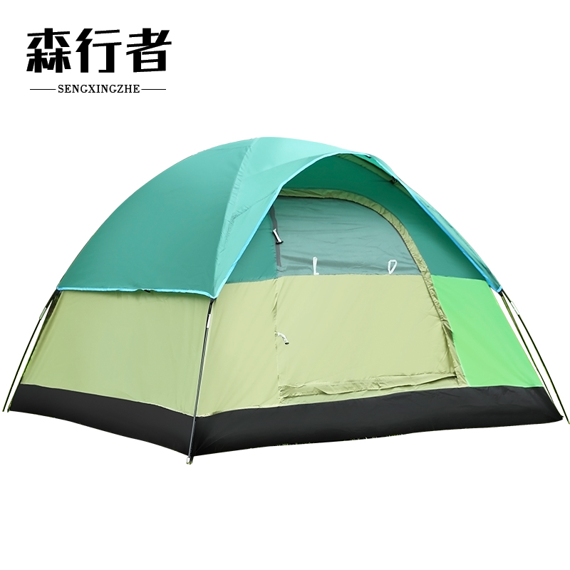 森行者 专业美国手搭帐篷 3-4人超大双层防雨防晒帐篷 家庭露营野营帐篷 露营套装 底部PE防雨 手动搭建