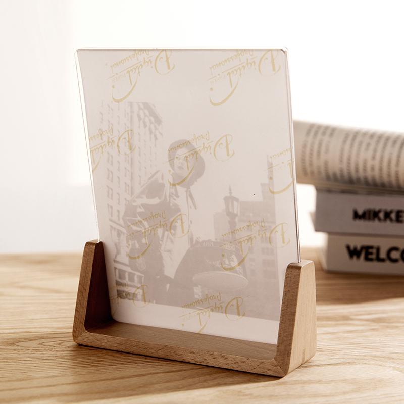 原实木质6 78寸简约亚克力创意照片展示相摆相片架