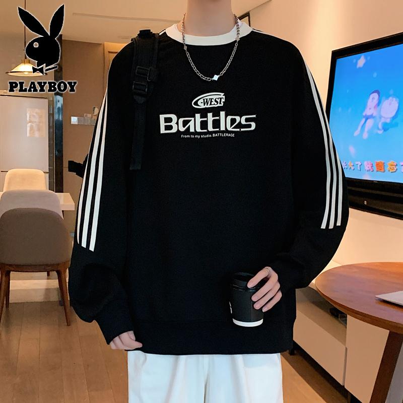 花花公子新款高品质卫衣男潮流2025春款新款印花套头青少年长袖学生宽松单穿_296高清大图