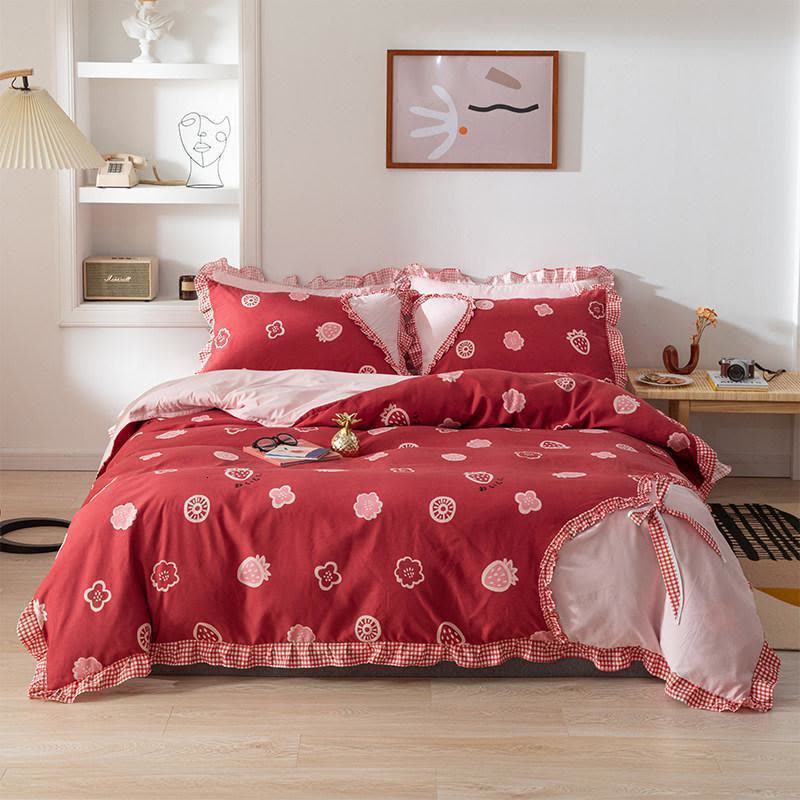 家柏饰(CORATED)公主风四件套床单被套三件套单双人床上套件少女心蝴蝶结床上用品图片