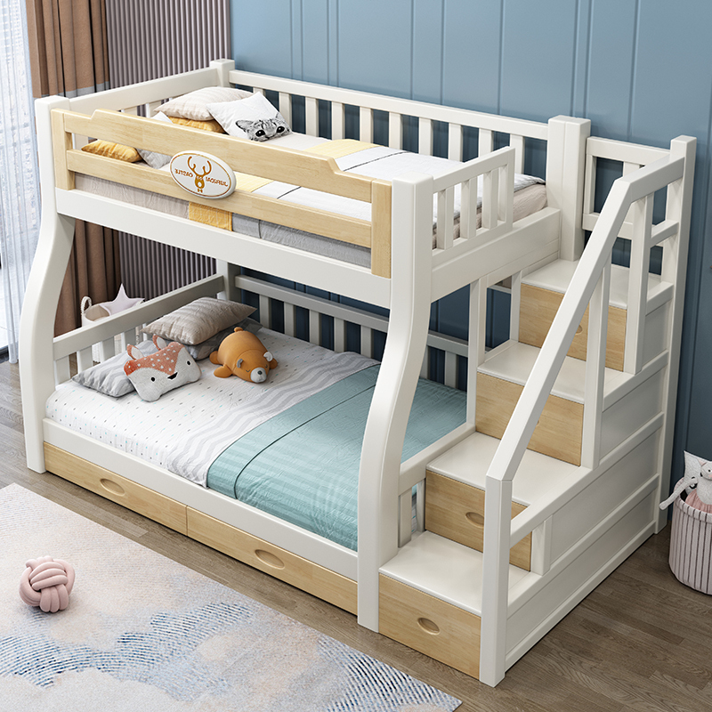 百冠环球 榉木 儿童床实木上下床高低床男孩女孩公主床北欧简约母子床