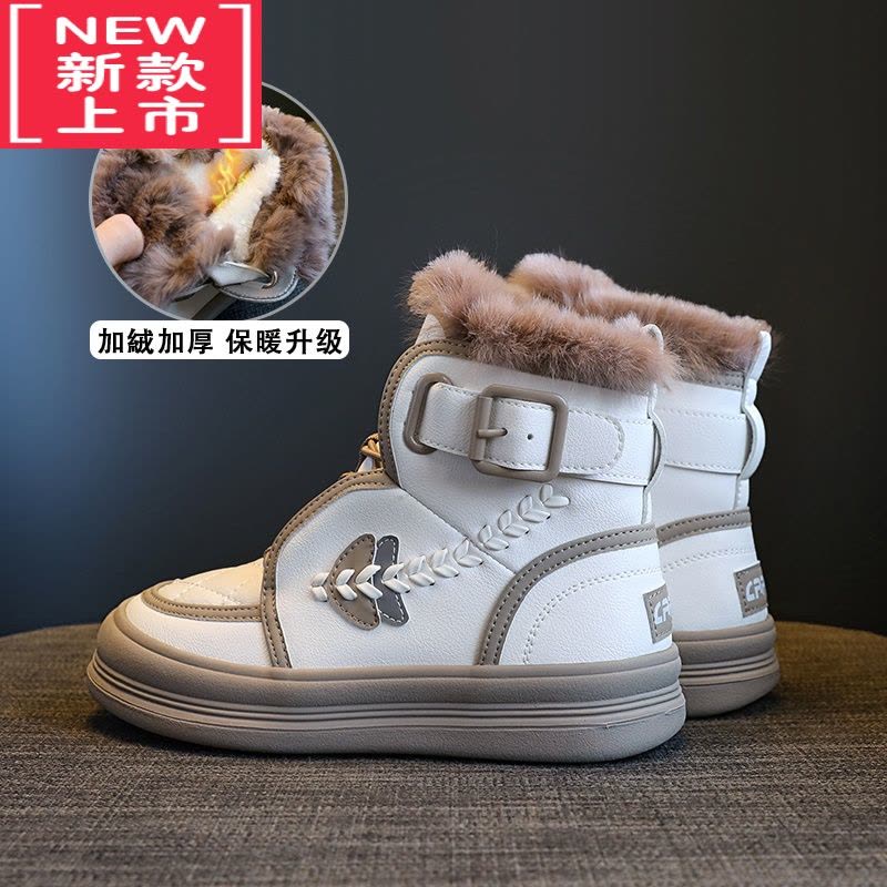可莉允女童雪地靴2022冬季新款儿童加厚短靴女孩防滑冬鞋中大童加绒棉靴图片