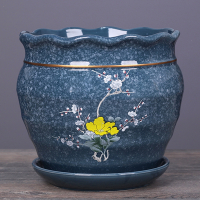 法耐(FANAI)花盆陶瓷带托盘简约新中式阳台绿植兰花清仓盆栽多肉花盆