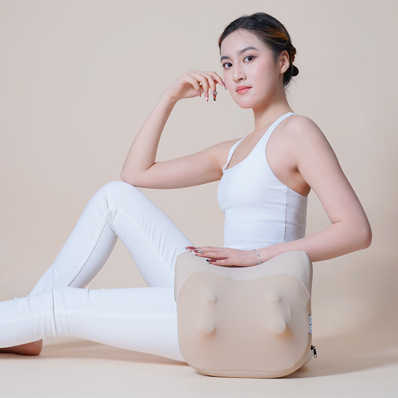 摩飞(MORPHYRICHARDS) 按摩靠垫 无线腰部按摩仪器背部腿部颈椎按摩器MR7006-A米色(精灵枕)高清大图