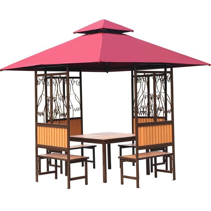 森美人户外凉亭工地茶水亭室外庭院别墅顶棚亭休闲防雨大亭子防晒四角亭 加厚款30*50【一米二桌】