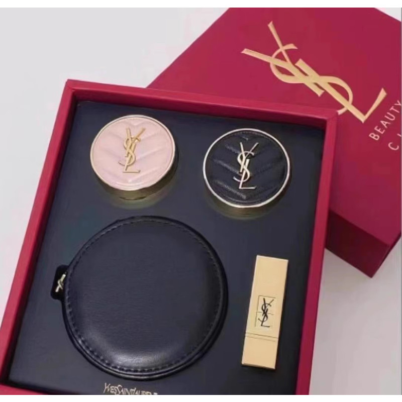 圣罗兰ysl至臻礼遇4件套迷你粉气垫气垫套盒口红小样1号色礼盒套装