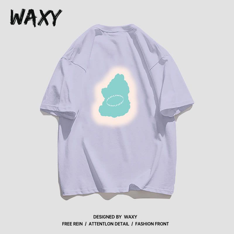 WAXY纯棉短袖T恤女学生宽松港风休闲百搭韩版简约设计感小众上衣图片