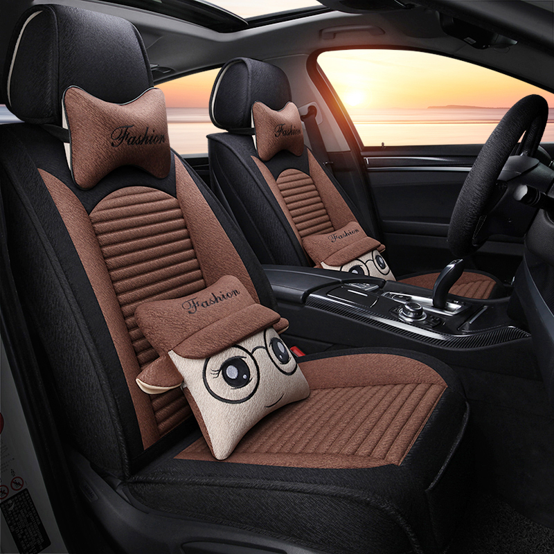 新款汽车坐垫四季通用大众捷达朗逸宝来polo速腾座套全包亚麻布艺豪华