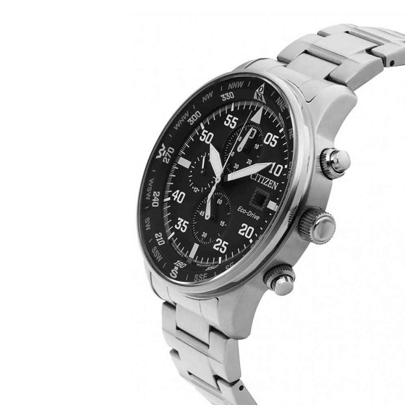 [直营]CITIZEN西铁城ECO-DRIVE SS钢带三眼计时炫酷光动能男士手表男表CA0690-88E