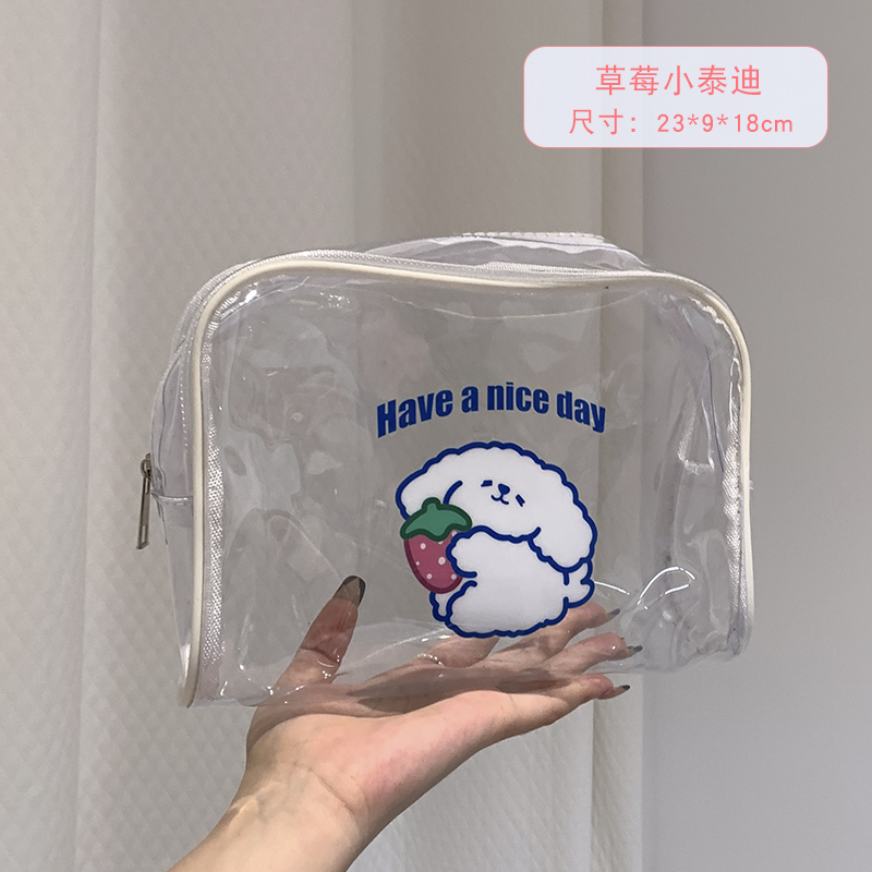 ins透明化妆包女2021新款便携火pvc简约大容量旅行洗漱袋收纳包