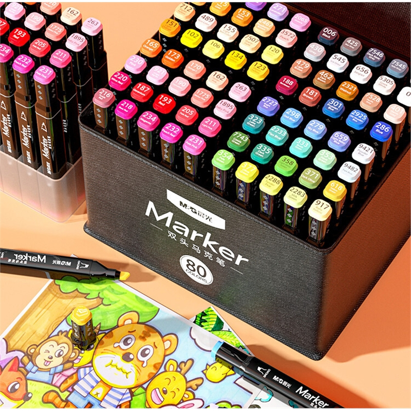 学生美术专用双头油性速干水彩笔动漫设计儿童专用手绘画涂鸦彩色马克