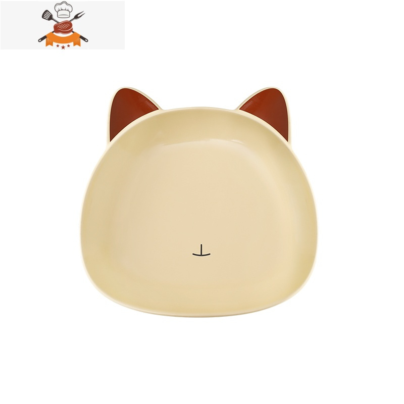 刀叉勺三件套家用可爱牛排刀叉盘子套装西餐餐具网红儿童叉子勺子 单盘(小猫)预售5天内发货 敬平