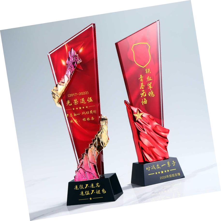 退伍八一军人纪念品送战友礼品定制品创意军旅老兵退役纪念品奖杯 29*8*6cm高清大图