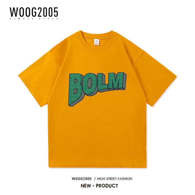 WOOG2005ins火原宿港风情侣上衣宽松韩版潮牌字母印花短袖T恤潮