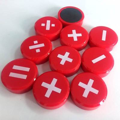 磁铁牌照号码卡片黑板教学牌强力白板圆形彩色数字 3cm符号磁粒(红色)