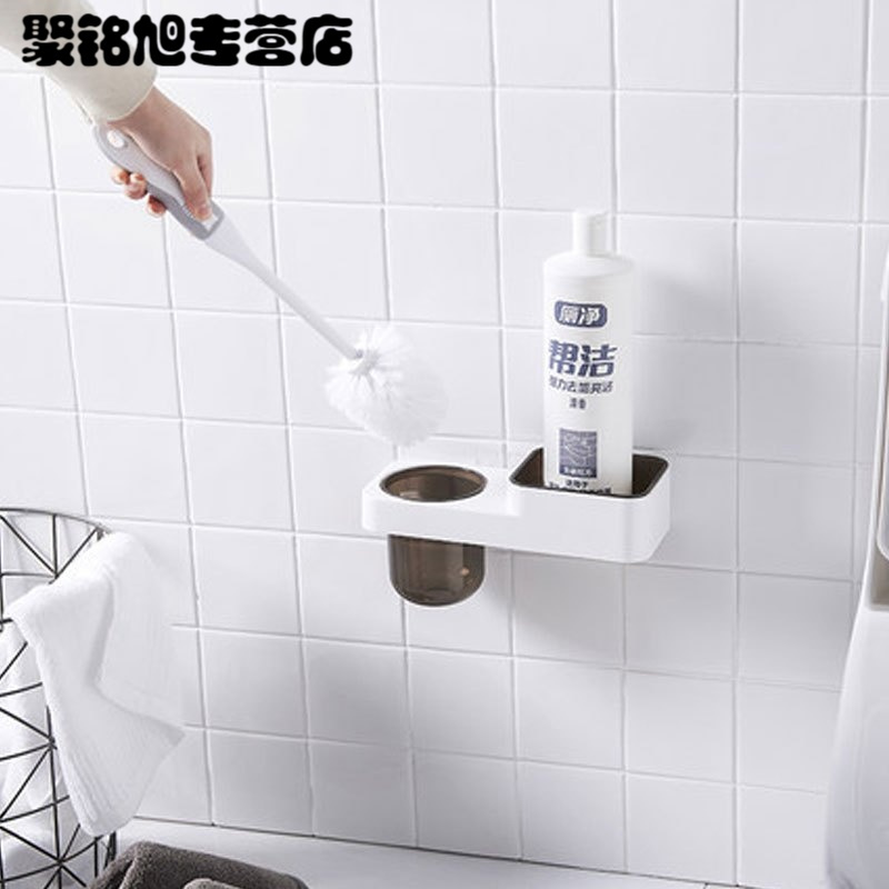 马桶刷套装厕所刷免打孔卫生间洁厕刷子软毛马桶刷架吸壁式卫生间五金/挂件马桶刷/马桶杯