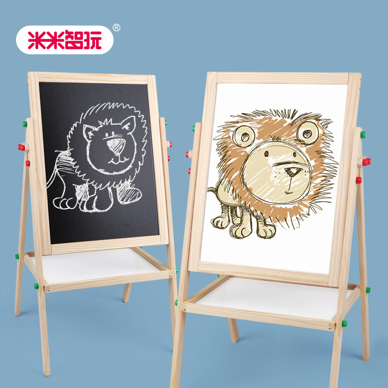 米米智玩 儿童画板画架套装小黑板双面支架式可升降家用宝宝画画磁性写字板-110cm旋转画板高清大图