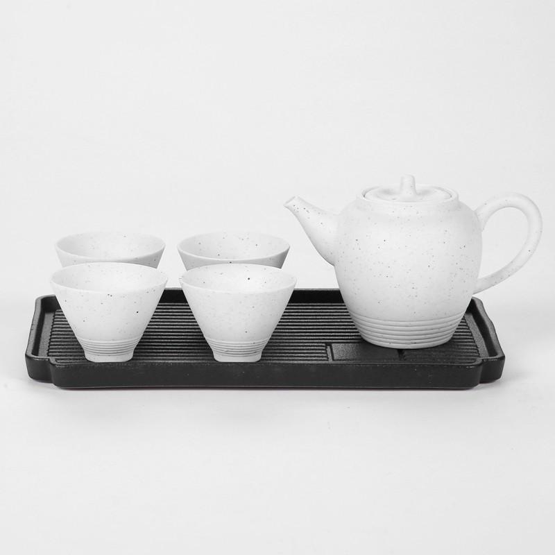 黑陶功夫茶具套装一壶四杯旅行家用简约便携粗陶茶壶茶杯日式茶盘