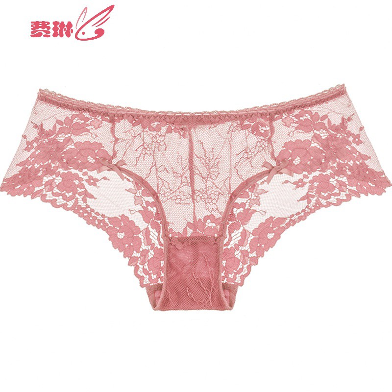 3条98元法式性感内裤女蕾丝裆低腰三角裤少女士网纱透明 费琳