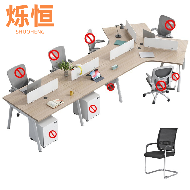烁恒 员工办公桌 七人位含椅 套高清大图