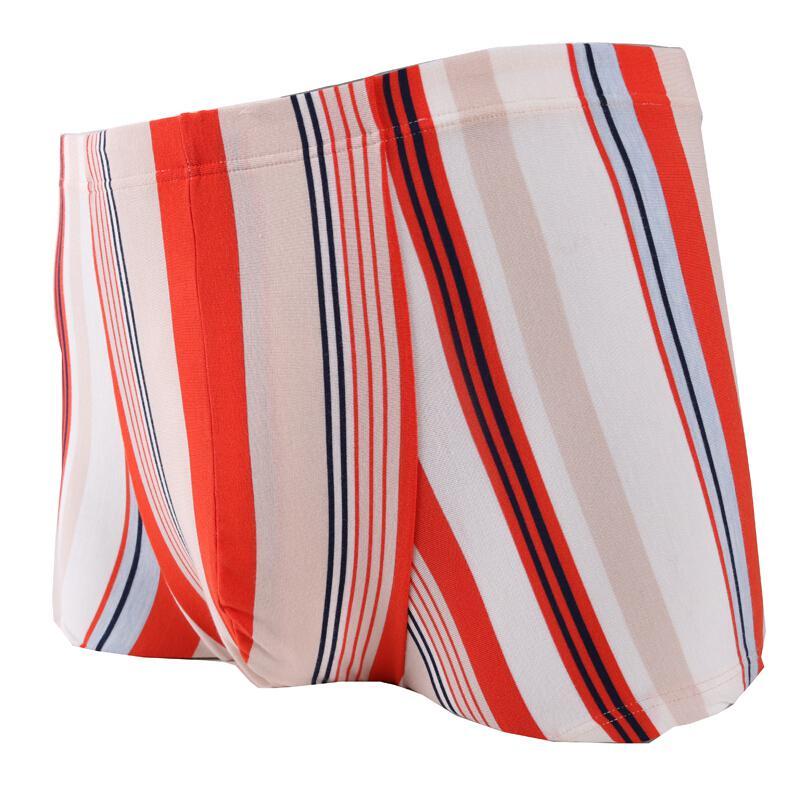 内裤男士宽松加肥版莫代尔舒适条纹码透气分离式男士四平角 红白条纹