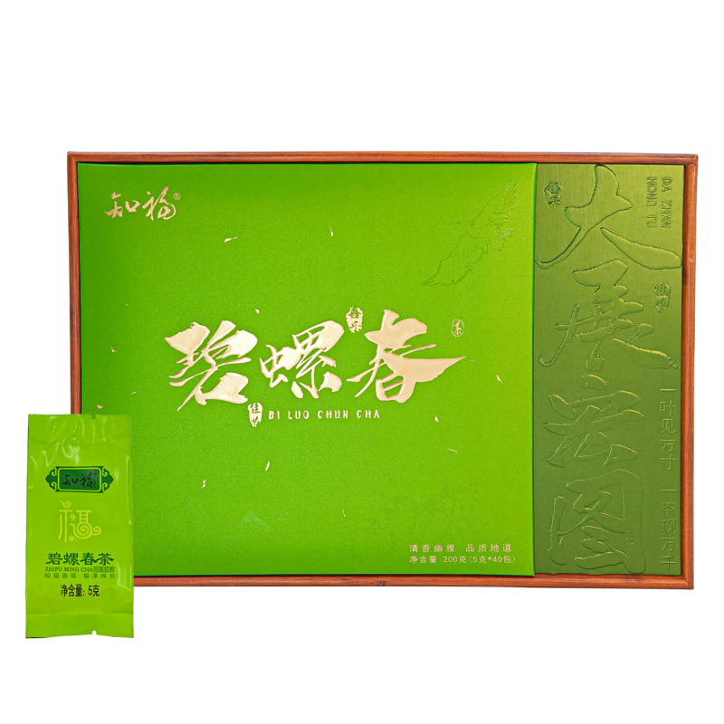 知福知福茶叶碧螺春绿茶明前嫩芽茶叶礼盒装200g高清大图