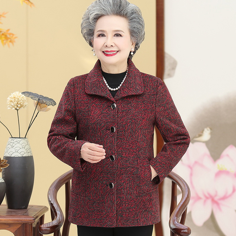 艳如飞奶奶装春秋外套老年人春装女上衣60岁70老人妈妈秋冬加厚衣服太太妈妈装