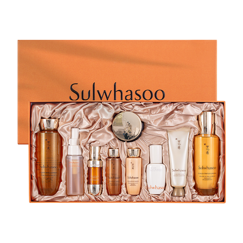 雪花秀(Sulwhasoo)御时紧颜套盒人参水乳套盒 强韧肌底紧致胶原淡纹修护男女士护肤品礼盒韩国 9件套