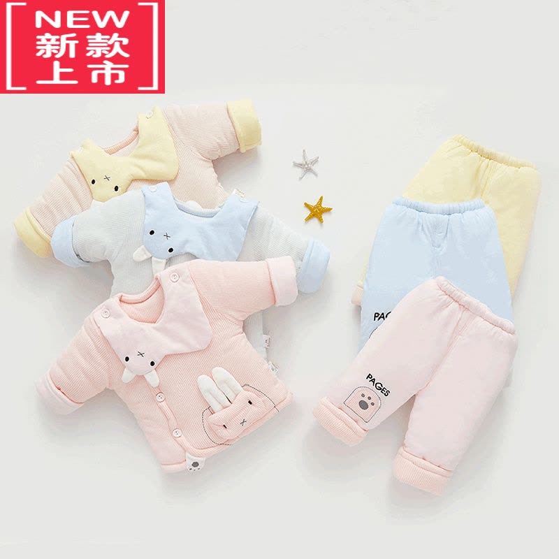 可莉允宝宝衣服夹棉加厚保暖棉衣棉袄棉服外出服新生儿分体套装婴儿冬装图片