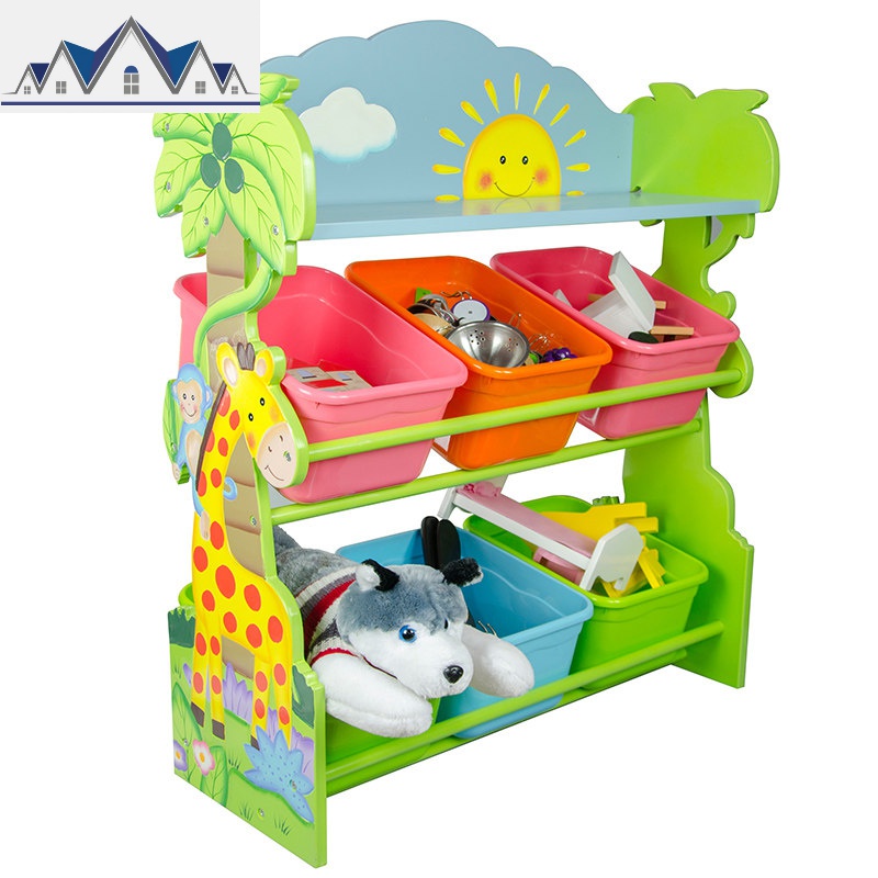 纷朵奇儿童玩具收纳架宝宝整理架多层卡通架玩具分类收纳柜家用 三维工匠 丛林收纳架(TD-12242AR)