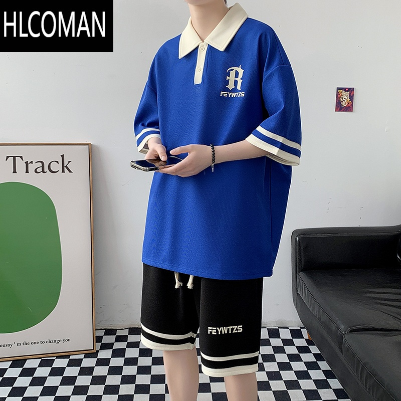 hlcoman夏季短袖t恤男孩1215岁初中学生13帅气半袖衫14大童运动套装