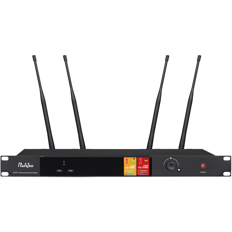 润普Runpu会议音频扩声系统 真分集+UHF桌面式长杆专业无线一拖二红外对频鹅颈麦克风话筒RP-SU102EG高清大图