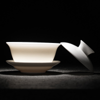 苏氏陶瓷(SUSHI CERAMICS)三才盖碗德化白瓷功夫茶具泡茶碗羊脂玉薄胎送两功夫茶杯礼盒装