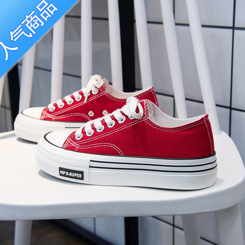 SUNTEK2023夏季新款帆布鞋女鞋子百搭厚底板鞋春秋款球鞋布鞋小黑鞋高清大图