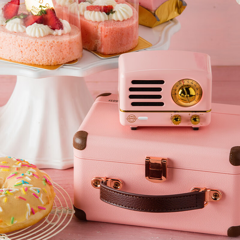 猫王音响猫王小王子OTR复古蓝牙音箱收音机小型生日礼物女生 奥黛丽粉高清大图