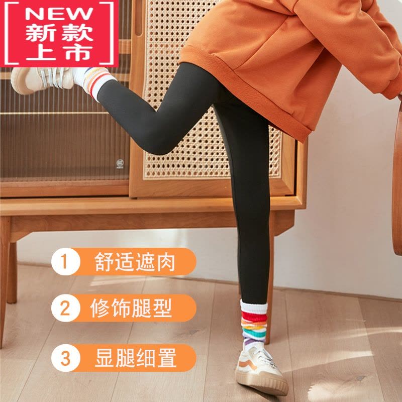 可莉允秋冬款女童加绒裤子鲨鱼裤外穿儿童打底裤一体绒中大童加厚保暖裤图片