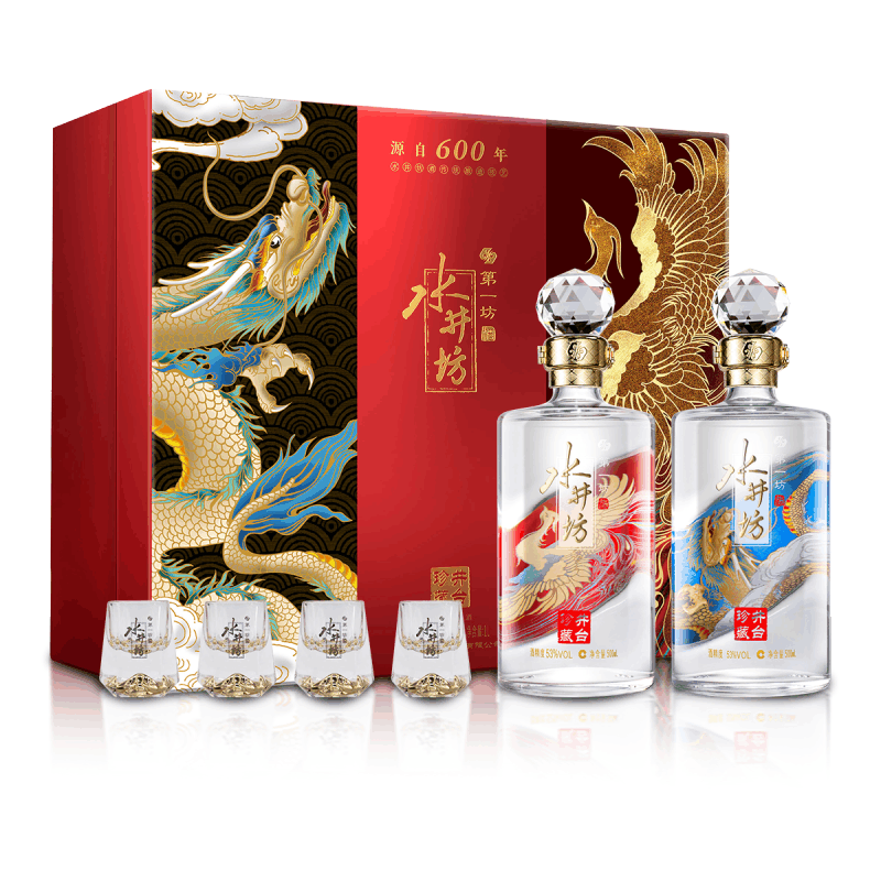 水井坊井台珍藏龙凤53度500ml*2瓶礼盒装浓香型白酒[龙年生肖]【价格