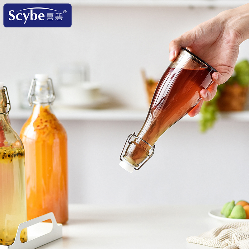 【Scybe】喜碧戈雅宝石蓝500ML玻璃瓶储物瓶酵素瓶牛奶瓶泡酒瓶红酒瓶白酒油壶密封瓶子 两只装
