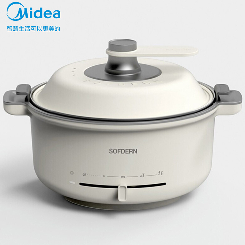 美的(Midea)SOFDERN设计师系列多用途锅多功能电火锅不粘涂层分体智能防干烧家用电煮炒烤一体锅 DY28P401