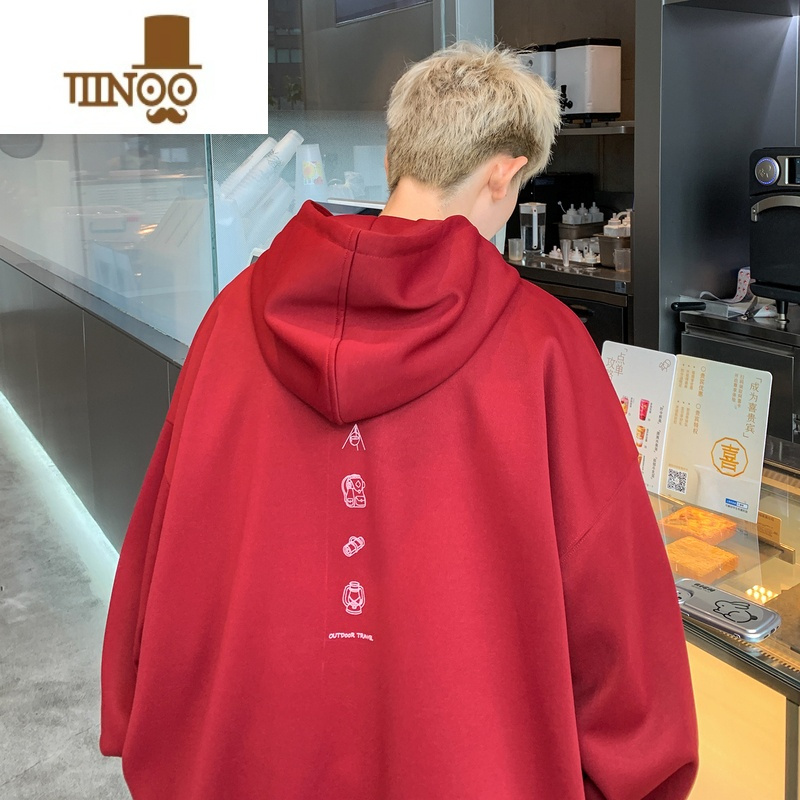 YANXU今年流行卫衣2023新款潮牌美式连帽外套港风简约套头上衣男款